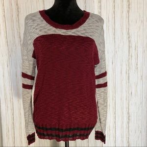 Women's Burgundy and Gray Sweater